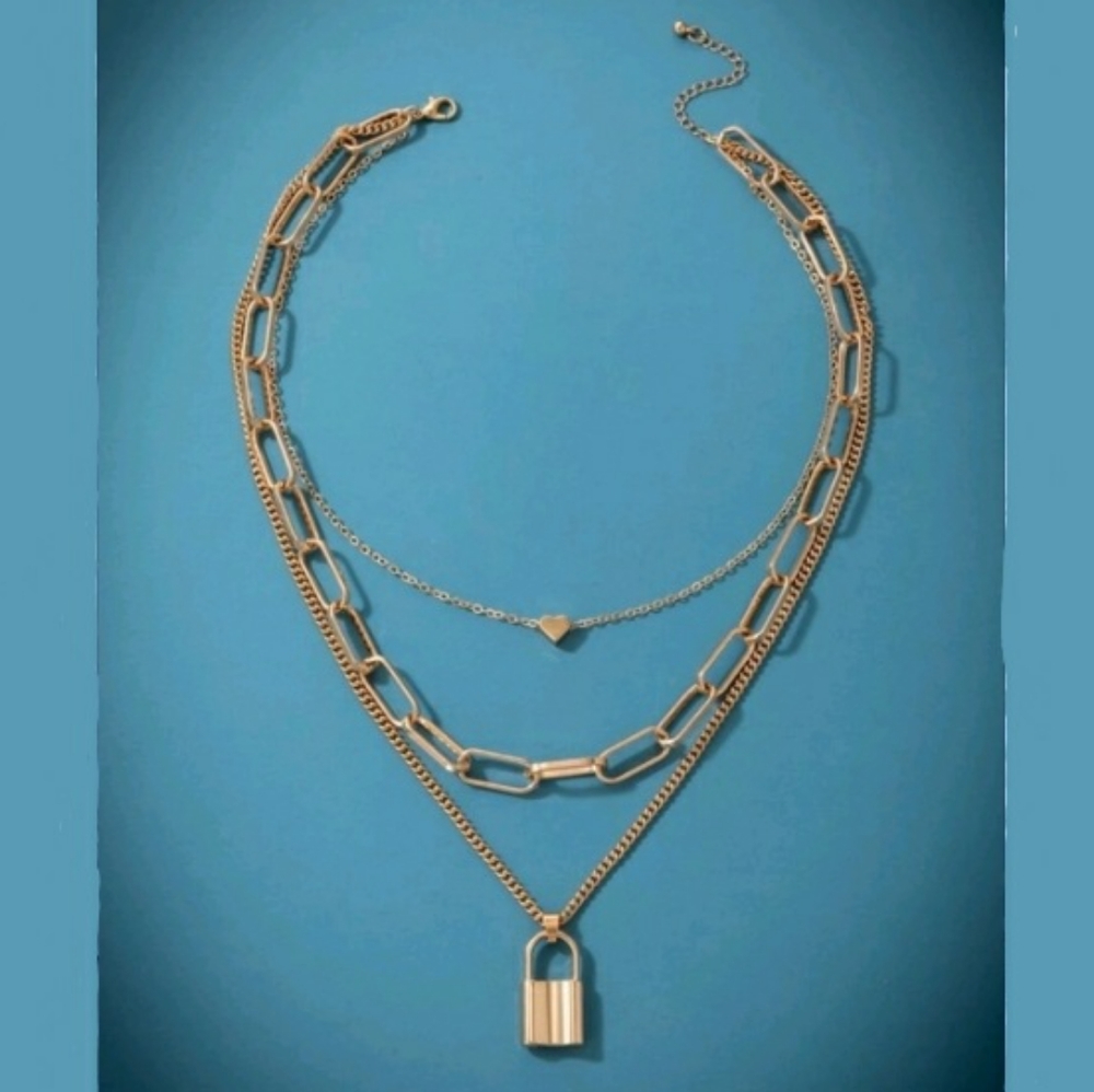 Lock & Heart Layered Necklace